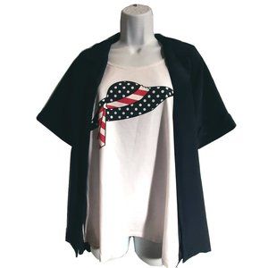 Kim Rogers 2-Layer Casual Blouse -- Fun for 4th of July! (Petite XL)